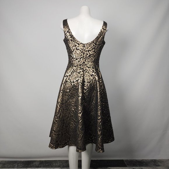 Elegant Black and Gold Floral Dress - Picture 7 of 13